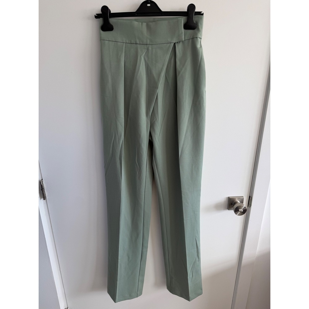 JLUXLABEL Sage Green High Waisted Wide Leg Trousers Size Small NWT - Picture 2 of 9